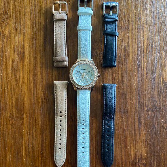 Fossil Women's Watch ES3104 with 3 leather bands - Picture 2 of 4